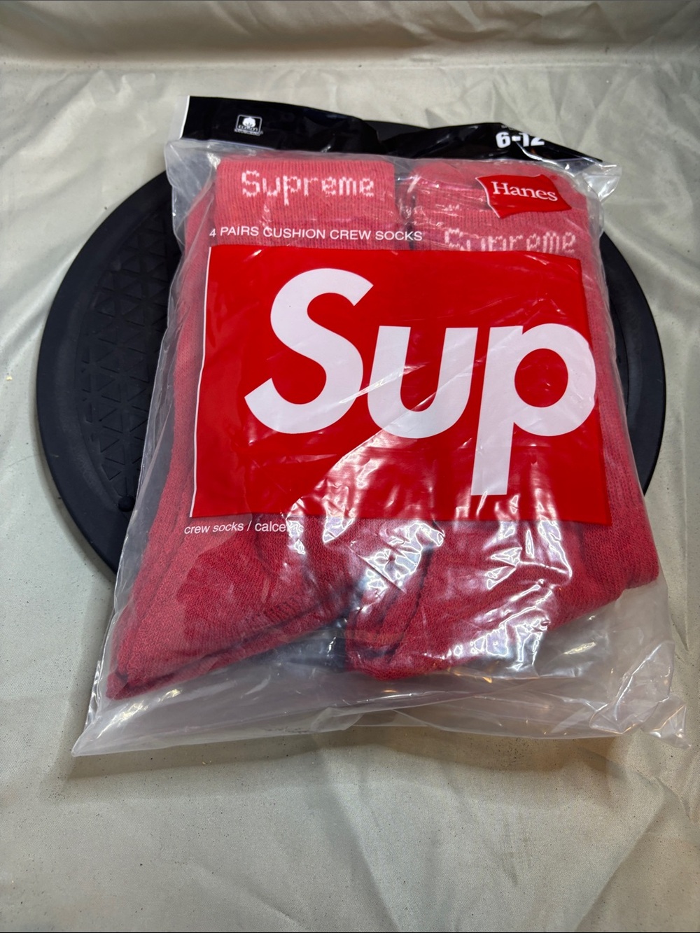 Supreme Red Crew Cushion Socks - 4 Pack